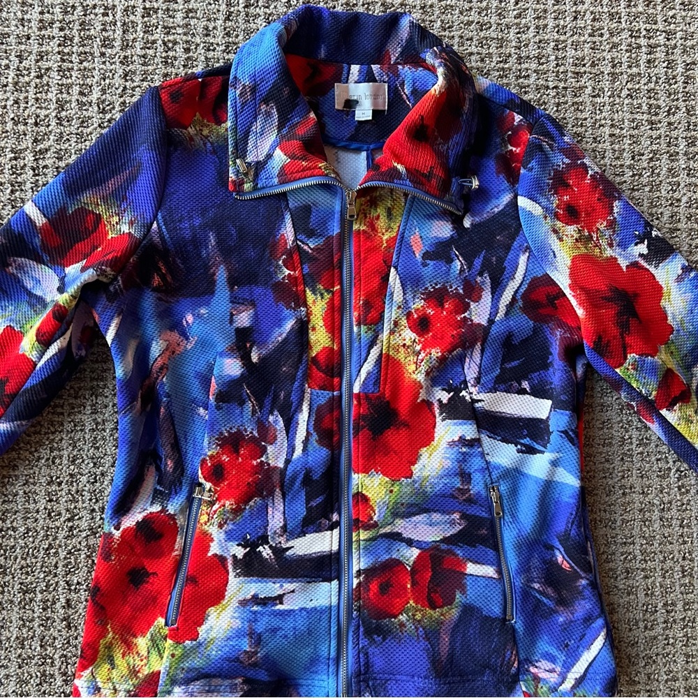 ERIN LONDON WATERCOLR ZIP JACKET BLAZER SIZE MEDIUM